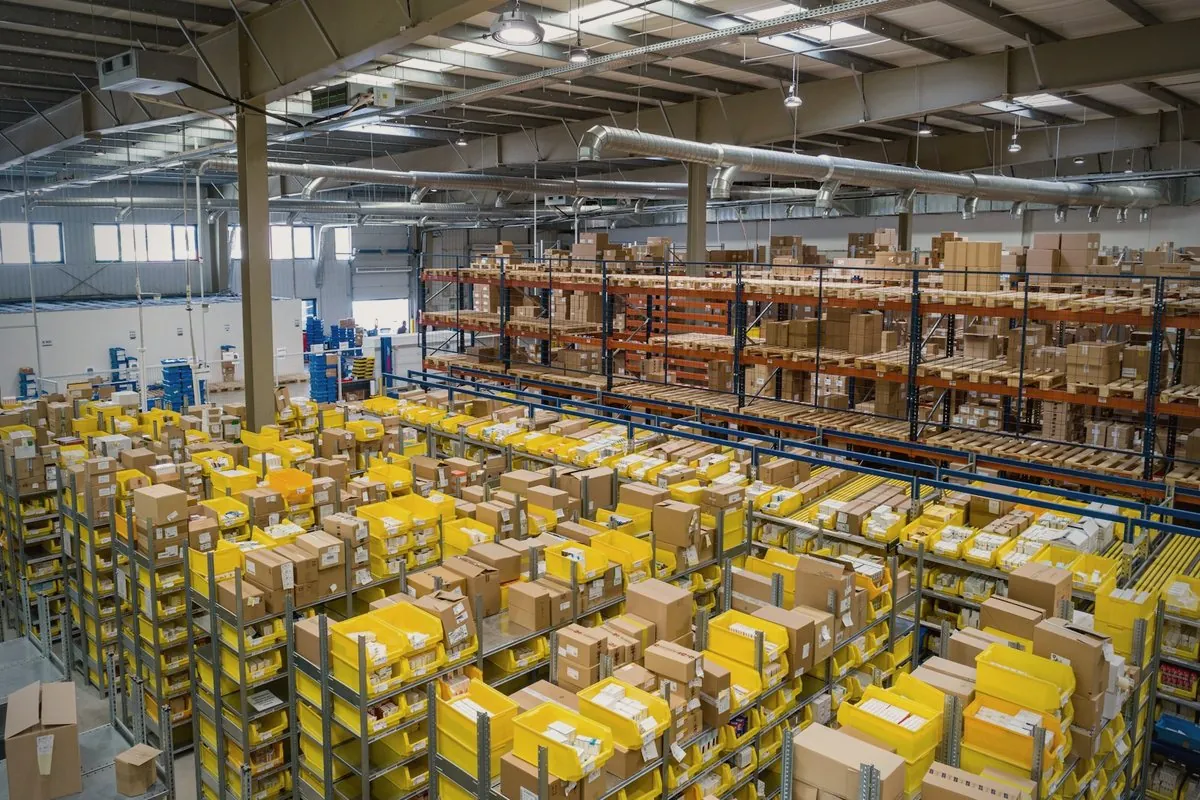 Parts warehouse with industrial racking